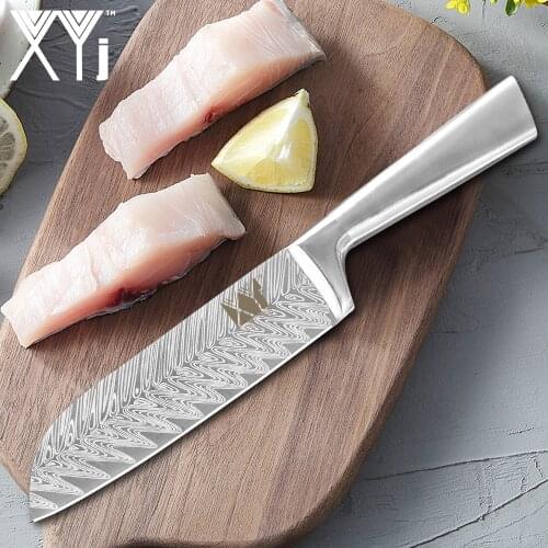 7'' INCH Santoku Full Tang Knife Japanese Style Laser Pattern Veins Blade Chef Slicing Paring Utility Knife Cover Sheath