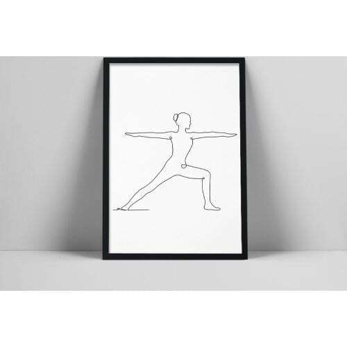 Abstract yoga print, Printable wall art, Yoga pose one line art, Black white line drawing print, Minimalist sketchl doo