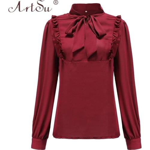 ArtSu Stand-up Collar Blouses