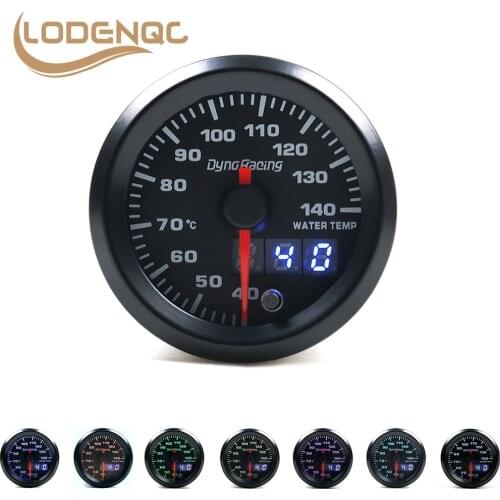 Lodenqc Car Meter Water Temp Gauge 2'' 52mm Dual Display 40-140 Celsius 7 Colors Led Water Temp Meter With Sensor