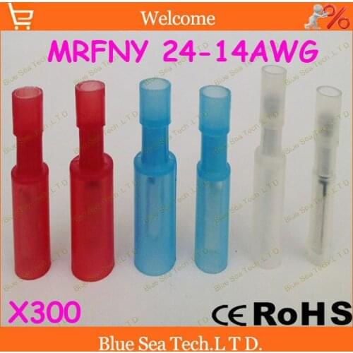 Free Shipping 300pcs/lot MRFNY Male White/Red/Blue cold-pressed terminal Connectors and Splices For 0.3-2.5mm2,24-14 AWG Wire