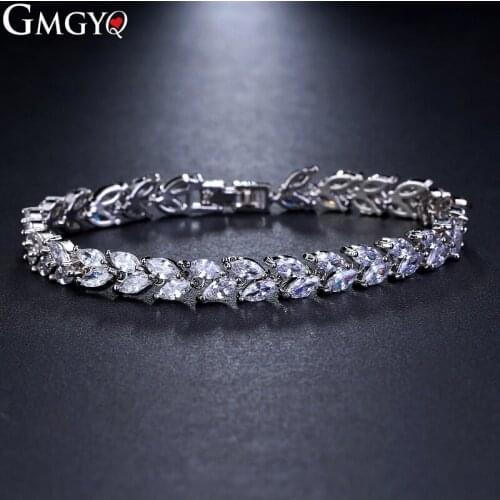 GMGYQ Pulseras Mujer Moda 2018 Cubic Zirconia Leaf Type Charm Bracelets For Women Accessories Banquet Gifts Wholesale Lots Bulk