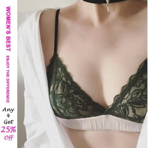 Weimi Celebrity Inspired French Soft Cup Bralette Sexy Lace Bra No Rims Triangle Cup Sleep Girls Underwear