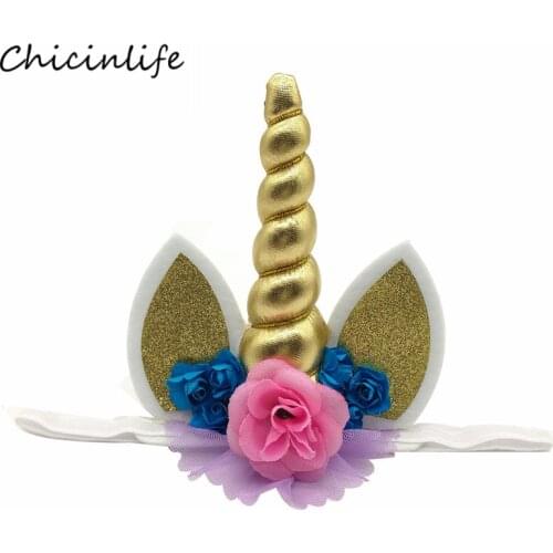 Chicinlife 1pcs Unicorn Corner Flower Headband Girl Boy Birthday Hat Baby Shower 1st Birthday Party Decoration Unicorn Party