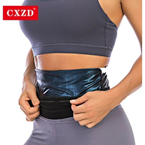 CXZD 2021 Hot Women Sauna Sweat Shaper belt ion coating Waist Trainer Body Slimming Fitness Abdomen Fat Burning Shapewear