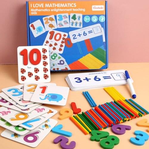Kids Montessori Toys Educational Wooden Toys Children Preschool Puzzle Math Toys Multifunctional Counting Alphabet Board Game