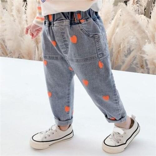 Girls Jeans Full Heart Autumn Spring Toddler Kids Clothes Children Trousers for Baby Girl pants