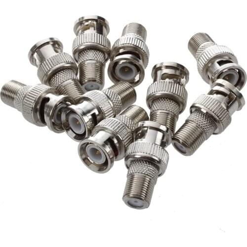 BNC Male to F Female CCTV Camera Coax Cable Connector (Pack of 10)