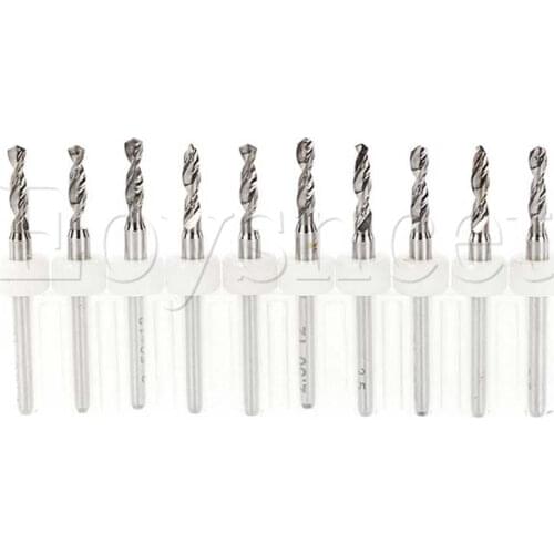Carbide PCB Rotary Tool Jewelry CNC Engraving Micro Small Drill Bits Set for PCB 1/8 Shank 2.55mm 10PCS