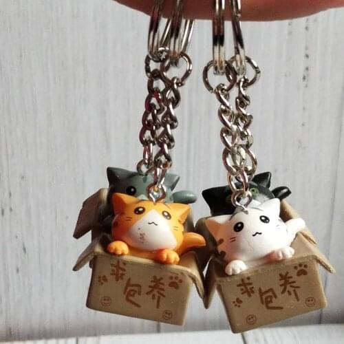 Creative Personality Cute Little Cat Box Car Keychain For Women Men Kawaii Keychain Fashion Car Pendant Keychain Cute Jewelry