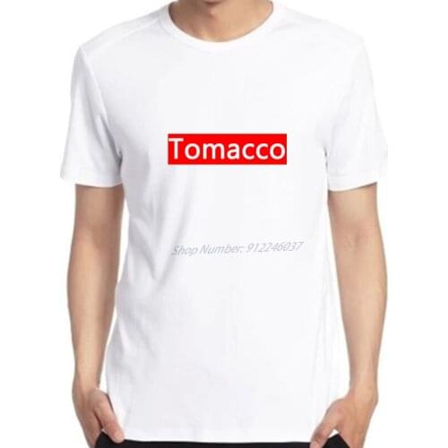 Hot Tomacco T Shirt Sign Symbol Logo Tobacco Tomato Smoker Mens White T Shirt Funny Oversized Men Tee Shirt Mens Clothing