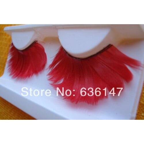 Minimum order $ 5) Red feather wool false eyelashes False eyelashes