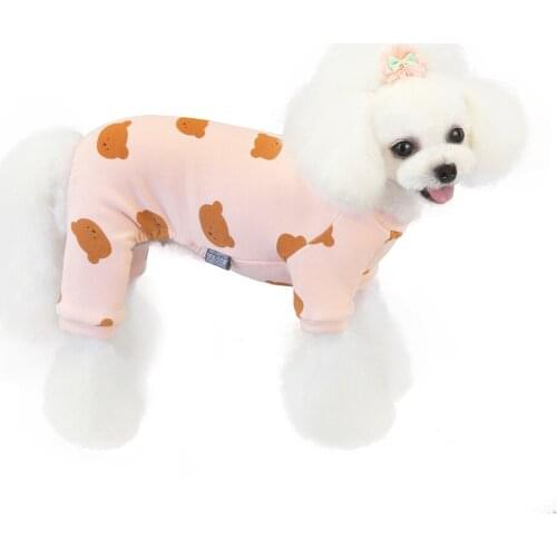 Cartoon Thicken Warm Pet Clothes Cute Print Dog Jumpsuit Dog Coat Jacket for Winter Dog Clothes for Small Medium Dogs Chihuahua