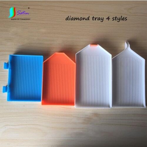 4 Styles Large Diamond Painting Tool Tray Set,Home Diy Diamond Draw Accessory Big White Bue Orange Open Diamond Plate A0001L