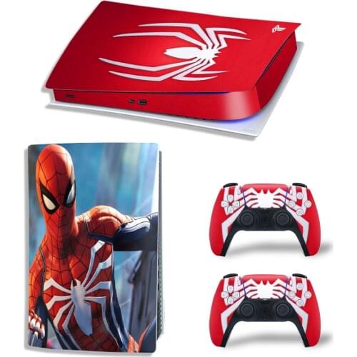 Marvel Spiderman PS5 Digital Edition Skin Sticker Decal Cover for PlayStation 5 Console and 2 Controllers PS5 Skin Sticker Vinyl