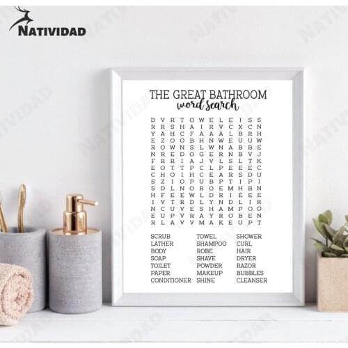 Bathroom Canvas Painting Artist Home Decor Simple Black and White Text Poster Minimalism Wall Art Living Room Home Decoration