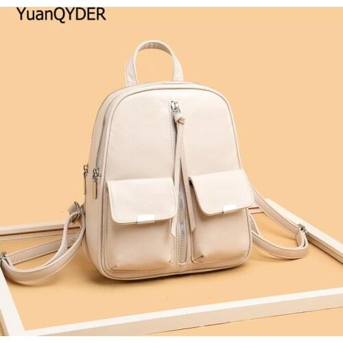 Soild Color Designer Fashion Womens Backpack High Quality PU Leather Women Travel Backpack 2021 New Ladies Bag Bolsos De Mujer