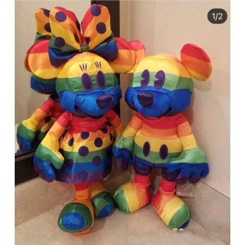 Original Disney Movie Characters 2021 Creative Rainbow Mickey Rainbow Minnie plush dolls with fancy Mickey Mouse doll souvenirs