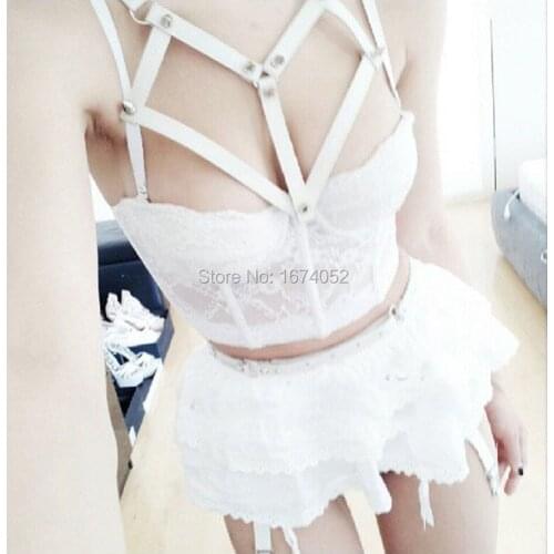 Punk Harajuku Kawaii Gothic Handmade Leather Collar Frame Caged Halter Choker Bondage Necklace