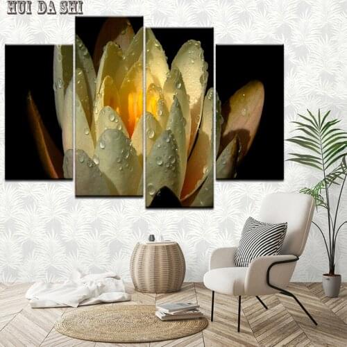 Framed Canvas Poster HD Prints Room Wall Art Framework 4 Pieces Deep Blue Ocean Whale Marine life Painting Home Decor Artwork