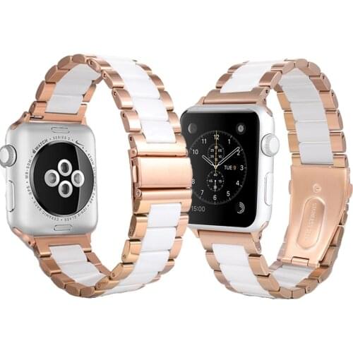 For Apple Watch strap 40mm/38mm/44mm/42mm cermet business bracelet iwatch series 6 5/4/3/2/1 stainless steel and ceramic strap