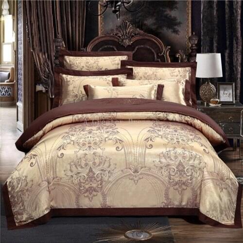 Luxury Wedding Cotton Satin European Jacquard Pure Cotton Embroidery Quilt Cover Home Textile Bedding Set Sheet Drop Shipping