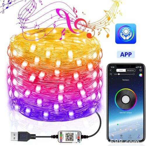 2M 5M 10M 15M 20M led christmas Garlands decoration USB string light Fairy bluetooth phone APP copper wire for Home Room Tree