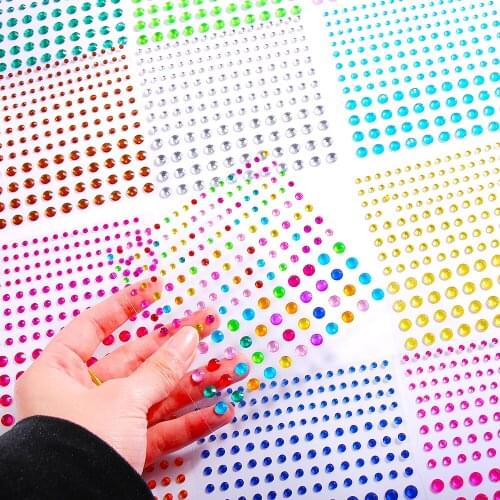 Self Adhesive Colorful Rhinestone Gem Stickers 12 Colors 3 Sizes For DIY Face Art Decoration Festival 2 Sheet/Bag