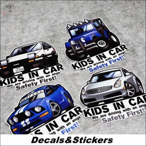 NO.L257 KIDS IN CAR Safety first Caution 3M Reflective Modified Stickers Car Glass Waterproof Decals Racing Motorcycle