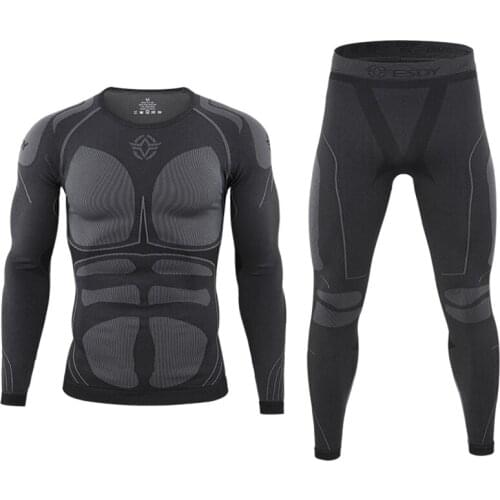 Mens Cycling Thermo Underwear Sets Winter Thermal Fleece Sweat Fitness Underwear Stretch Training Tactical Warm Long Johns