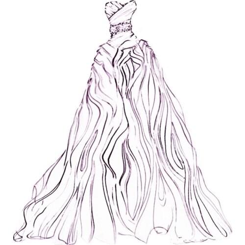 PANFELOU Wrinkled skirt wedding dress Scrapbooking DIY Embossing Valentines Day card paper dies cutting die Metal