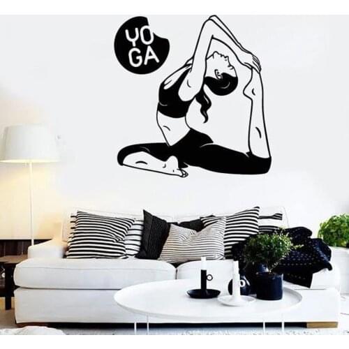 Yoga Wall Decal Pose Woman Fitness Sport Bodybuilding Gym Interior Decor Vinyl Window Glass Stickers Posture Art Mural C067
