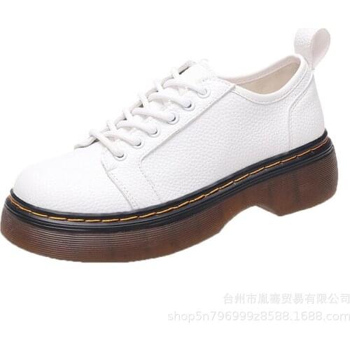 YSHUNIJ Single shoe womens thick sole British style small leather shoes womens summer 2021 new leisure round head Oxford Shoes