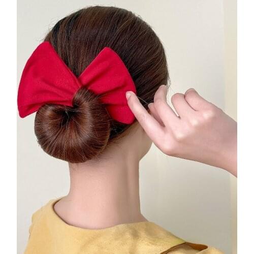 Female Hair Clip Ins Fahsion Solid Print Bow Hairpin Girls Elegant Cute Hair Accessories Flexible Square Hair Band Hair Tools