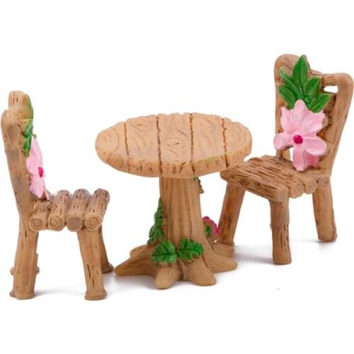 1/3 Pcs Cute Table Chair Miniature Park Seat Mini Long Wood Bench Resin Craft Ornament Micro Landscape Figurine Decoration
