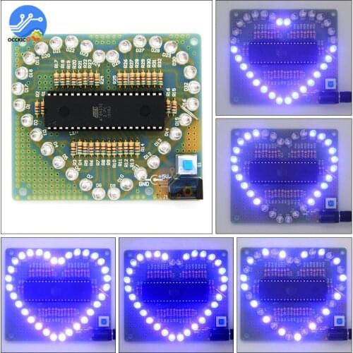 1 Set Newest DIY Kit Heart-shaped White LED Blue Colorful Light 5V Light Electronic Flashing Set hot