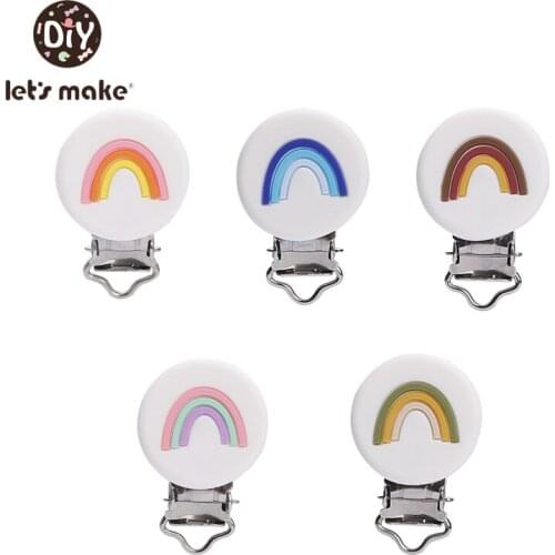 Let’s make 1Pc Silicone Pacifier Clips Rainbow Nipple Holder Silicone Baby Accessories Pacifier Clips Baby Goods BPA Free