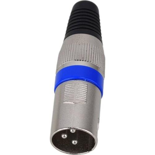 10PCS Blue Nickel Plated 3 pin XLR Audio Cable Connector MIC Male Plug Microphone Adapter
