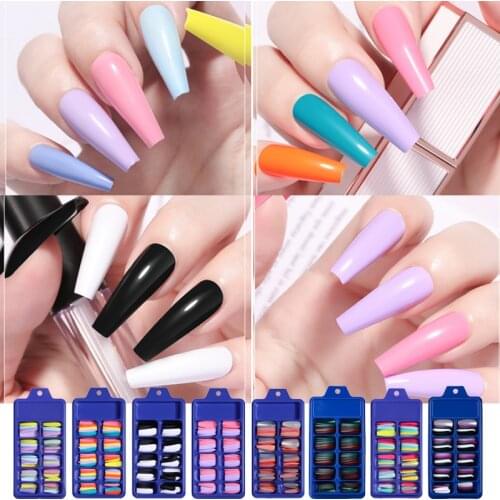 100pcs/box Short Fake Nails Square Acrylic Artificial Nails Finger Nails Full Cover False Nail Tips Manicure Art Faux Nails