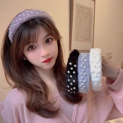 20 PCS/lot New Fashion Girls Headband Pearls Inlay Solid Hair Band Women High Quality Turban Autumn Headwear Hair Accessories