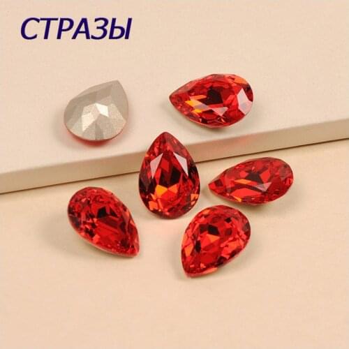 4320 Light Siam Dorp Shape Cut K9 Glass Rhinestone Piontback Strass Crystal Sew On Clothing Jewelry Accessories