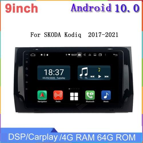 4G+128G android 10 car radio player for Skoda Kodiq 2017-2021 car multimedia gps navigation built in wifi USB carplay