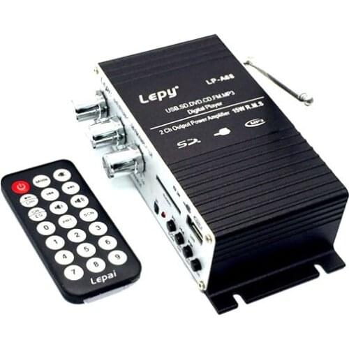 KYYSLB Home Audio Mini 12V Car Amplifier 2.0 LP-A68 U Disk Card Electronic Radio Remote Control USB FM Amplifier