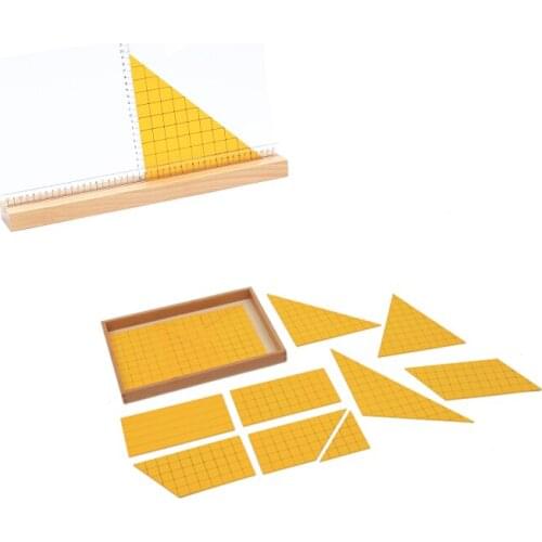 Wooden Yellow Triangles and Stand for Area Montessori Mathematics Elementary Materials Kids Educational Equipment Math Toys