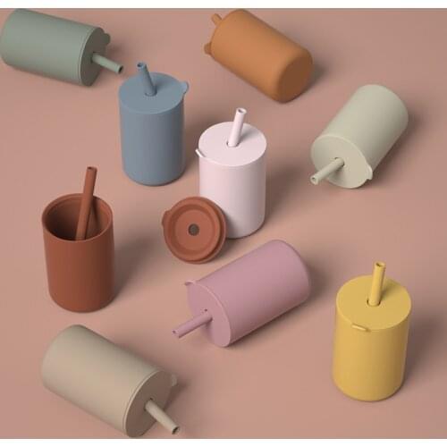 Baby Silicone Sippy Cups BPA-Free Portable Storage Snack Container Feeding Cup For Children Leakproof Learning Drink Cup Sets