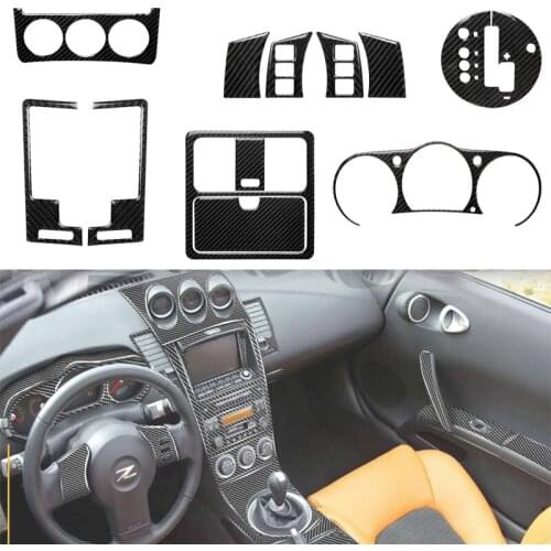For Nissan 350Z 2003-2009 Interior Steering Wheel Panel Air Conditioning Outlets Gear Shift Tachometer Trim Decorative Sticker