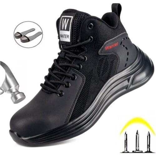 Breathable Anti-smashing and Anti-piercing Safety Shoes Lightweight and Wear-resistant Steel Toe Cap High-top Protective Shoes