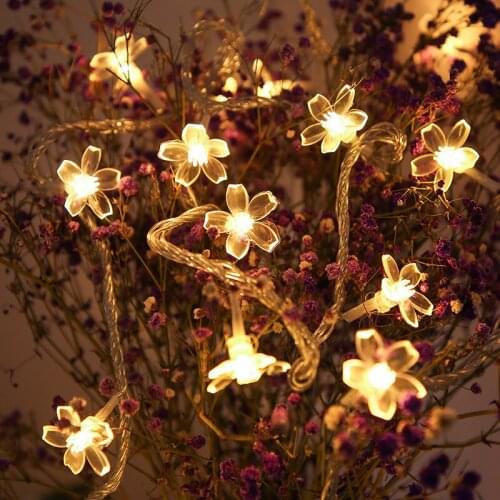 Cherry Blossom Garland LED String Fairy Lights Battery / USB Powered For Indoor Wedding Christmas Bedroom Decoration Warm white