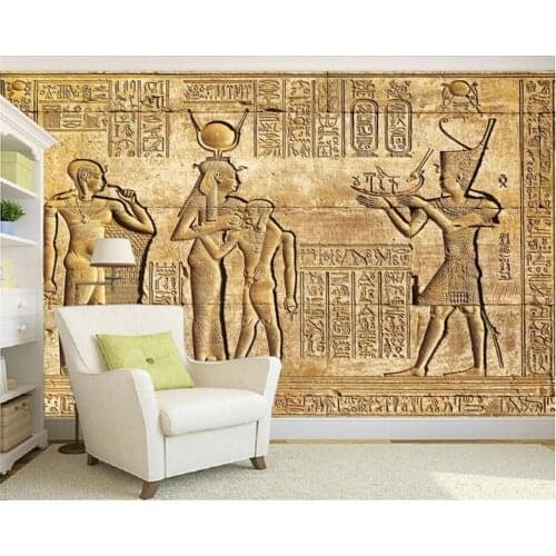 Custom Silk material costom Wallpaper HD Egyptian Reliefs Mural Mythology Pharaoh TV Background Wall 3d wallpaper Beibehang