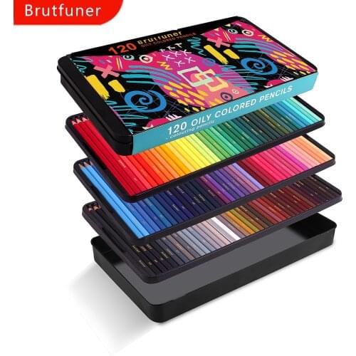 Brutfuner 72/120/180 Color Professional Oil Color Pencils Set Wood Soft Watercolor Pencil colourful pencils for kids students